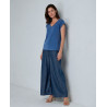 T-shirt col en V Bleu BABO014 - Surkana - Achat en ligne - Jaines