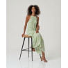Robe longue à bretelles avec fronces Vert poudré KILA721 - Surkana - Achat en ligne - Jaines