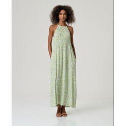 Robe longue à bretelles avec fronces Vert poudré KILA721 - Surkana - Achat en ligne - Jaines