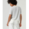 Cardigan col polo manches courtes Écru HITA331  - Surkana - Achat en ligne - Jaines