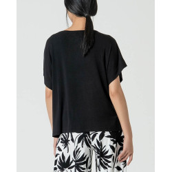 T-shirt oversize à encolure bateau Noir LICA011 - Surkana