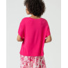 T-shirt oversize à encolure bateau Fushia LICA011 - Surkana