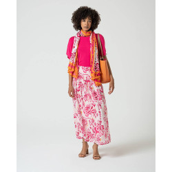T-shirt oversize à encolure bateau Fushia LICA011 - Surkana