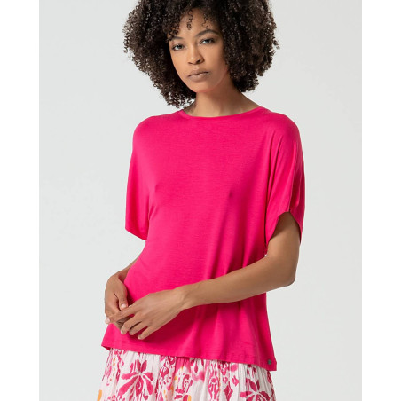 T-shirt oversize à encolure bateau Fushia LICA011 - Surkana - Achat en ligne - Jaines