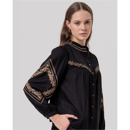 Blouse brodée Noir JIBO123 - Surkana - Achat en ligne - Jaines