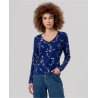 T-shirt col v manches longues Bleu marine TAVI013 - Surkana - Achat en ligne - Jaines