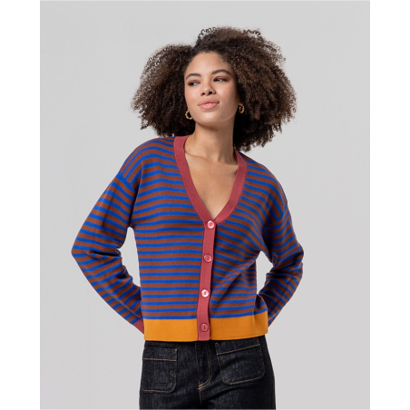 Cardigan col v rayé Toffee FUNN334 - Surkana - Achat en ligne - Jaines