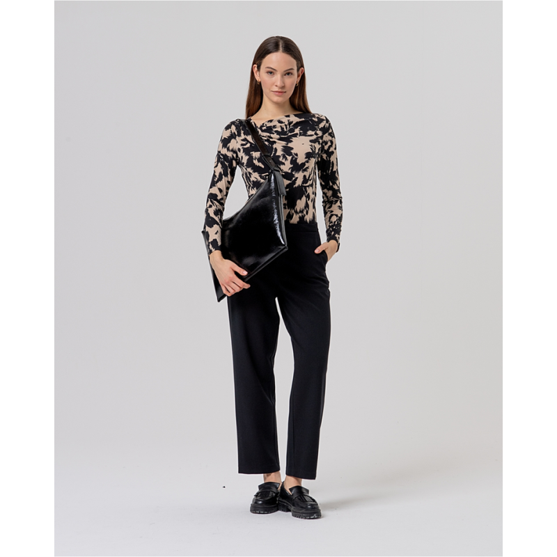 Pantalon chino droit à taille haute Noir BAWO524   - Surkana - Achat en ligne - Jaines