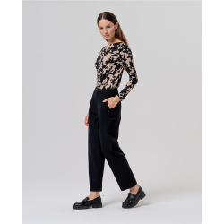 Pantalon chino droit à taille haute Noir BAWO524   - Surkana - Achat en ligne - Jaines