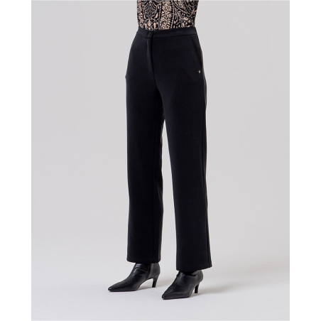 Pantalon droit en maille de modal Noir BAMU516 - Surkana - Achat en ligne - Jaines