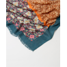 Foulard en laine à carreaux et fleurs Bleu marine FUWO225 - Surkana - Achat en ligne - Jaines