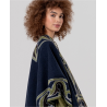 Poncho ouvert en maille jacquard Bleu marine POCO831 - Surkana - Achat en ligne - Jaines