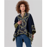 Poncho ouvert en maille jacquard Bleu marine POCO831 - Surkana - Achat en ligne - Jaines