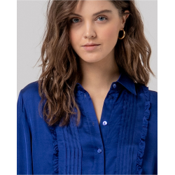Chemise en viscose Ecovero à nervures Bleu cobalt BAEN121 - Surkana- Achat en ligne - Jaines