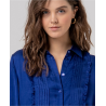 Chemise en viscose Ecovero à nervures Bleu cobalt BAEN121 - Surkana- Achat en ligne - Jaines