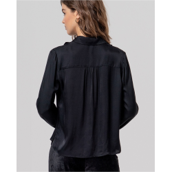 Chemise en viscose Ecovero à nervures Noir BAEN121 - Surkana- Achat en ligne - Jaines