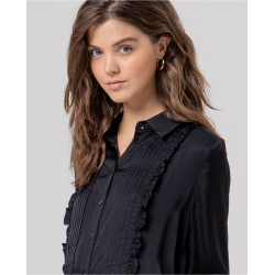 Chemise en viscose Ecovero à nervures Noir BAEN121 - Surkana- Achat en ligne - Jaines