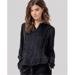 Chemise en viscose Ecovero à nervures Noir BAEN121 - Surkana- Achat en ligne - Jaines