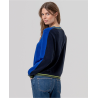 Pull à col Redodno avec contrastes Bleu cobalt SAKO233 - Surkana - Achat en ligne - Jaines
