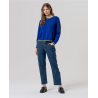 Pull à col Redodno avec contrastes Bleu cobalt SAKO233 - Surkana - Achat en ligne - Jaines