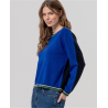 Pull à col Redodno avec contrastes Bleu cobalt SAKO233 - Surkana - Achat en ligne - Jaines