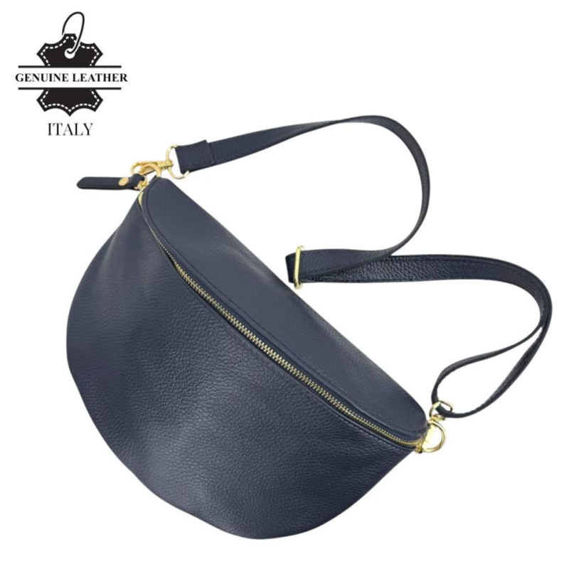 Grand sac banane en cuir Navy - Jaïnès & Co - Achat en ligne - Jaïnès
