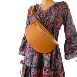 Grand sac banane en cuir Marron- Jaïnès & Co - Achat en ligne - Jaïnès