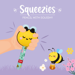 Crayon avec Anti-stress Abeille - Squeezies  - Legami - Achat en ligne - Jaines