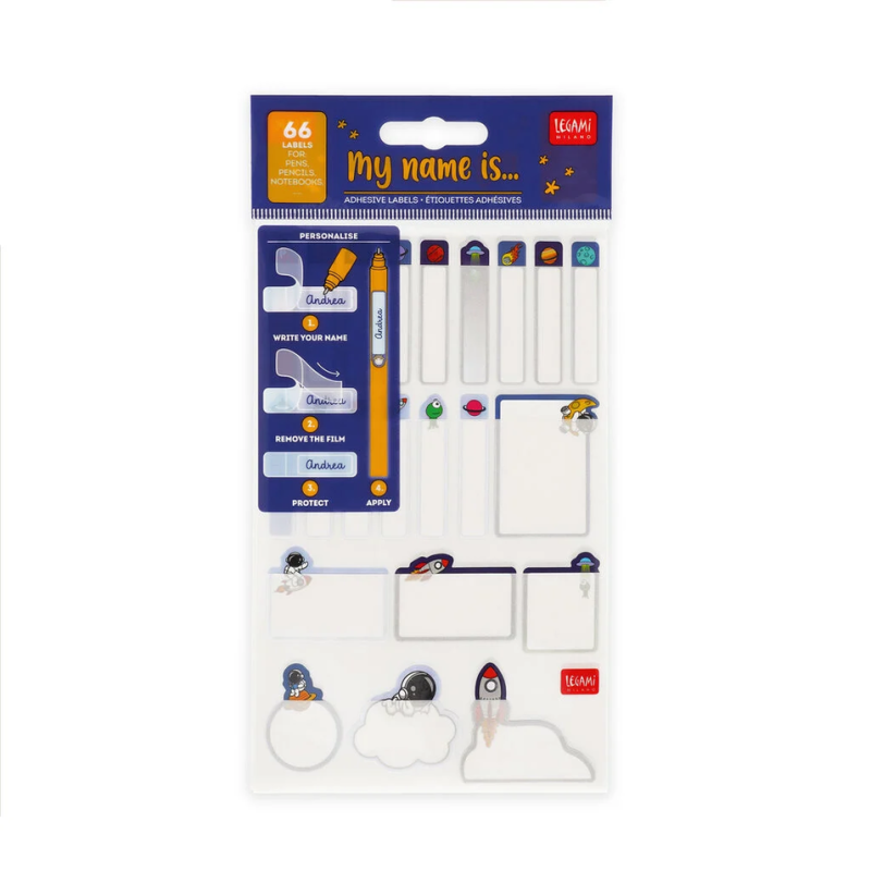 Étiquettes Adhésives avec Film Protecteur - My Name Is... - Espace - Legami - Achat en ligne - Jaines