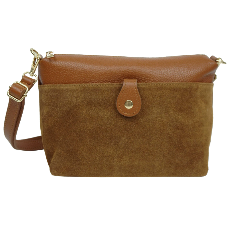 Sac bandoulière en cuir Priscilla camel - Jaïnès & Co - Achat en ligne - Jaïnès