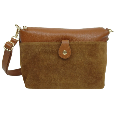 Sac bandoulière en cuir Priscilla camel - Jaïnès & Co - Achat en ligne - Jaïnès