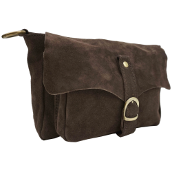 Sac bandoulière en croûte de cuir avec rabat Chocolat - Jaïnès & Co - Achat en ligne - Jaïnès