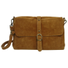 Sac bandoulière avec rabat clouté en croûte de cuir Florine Camel - Jaïnès & Co - Achat en ligne - Jaïnès