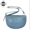 Grand sac banane en cuir italien bleu - CHENSON GORETT - Achat en ligne - Jaïnès