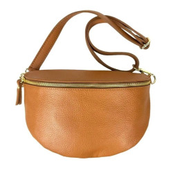 Grand sac banane en cuir italien Orange- CHENSON GORETT - Achat en ligne - Jaïnès