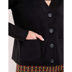 Gilet boutonné maille MULADI Noir HFGM2636 - La Fiancée - Achat en ligne - Jaines