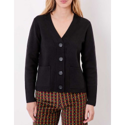 Gilet boutonné maille MULADI Noir HFGM2636 - La Fiancée - Achat en ligne - Jaines