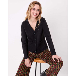 Gilet boutonné maille MULADI Noir HFGM2636 - La Fiancée - Achat en ligne - Jaines