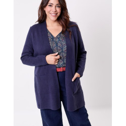 Gilet long en maille SACHEON Marine HFGS2603 - La Fiancée - Achat en ligne - Jaines