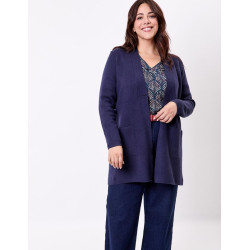 Gilet long en maille SACHEON Marine HFGS2603 - La Fiancée - Achat en ligne - Jaines