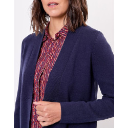 Gilet long en maille SACHEON Marine HFGS2603 - La Fiancée - Achat en ligne - Jaines