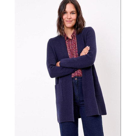 Gilet long en maille SACHEON Marine HFGS2603 - La Fiancée - Achat en ligne - Jaines
