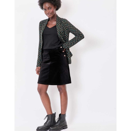 Jupe trapèze velours côtelé MINDY Noir HFJM2601 - La Fiancée - Achat en ligne - Jaines