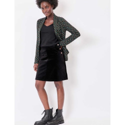 Jupe trapèze velours côtelé MINDY Noir HFJM2601 - La Fiancée - Achat en ligne - Jaines