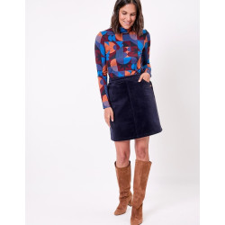 Jupe trapèze velours côtelé MINDY Marine HFJM260 - La Fiancée - Achat en ligne - Jaines