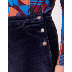 Jupe trapèze velours côtelé MINDY Marine HFJM260 - La Fiancée - Achat en ligne - Jaines