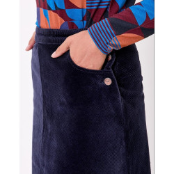 Jupe trapèze velours côtelé MINDY Marine HFJM260 - La Fiancée - Achat en ligne - Jaines