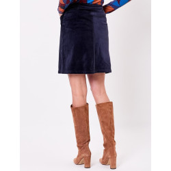 Jupe trapèze velours côtelé MINDY Marine HFJM260 - La Fiancée - Achat en ligne - Jaines