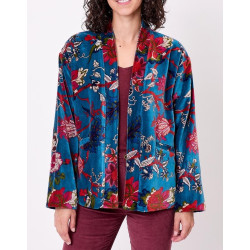 Veste Kimono velours DHARMA HFKD2683 Bleu - La Fiancée - Achat en ligne - Jaines