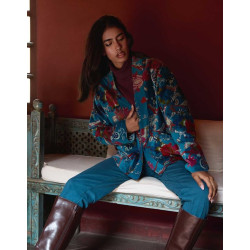 Veste Kimono velours DHARMA HFKD2683 Bleu - La Fiancée - Achat en ligne - Jaines